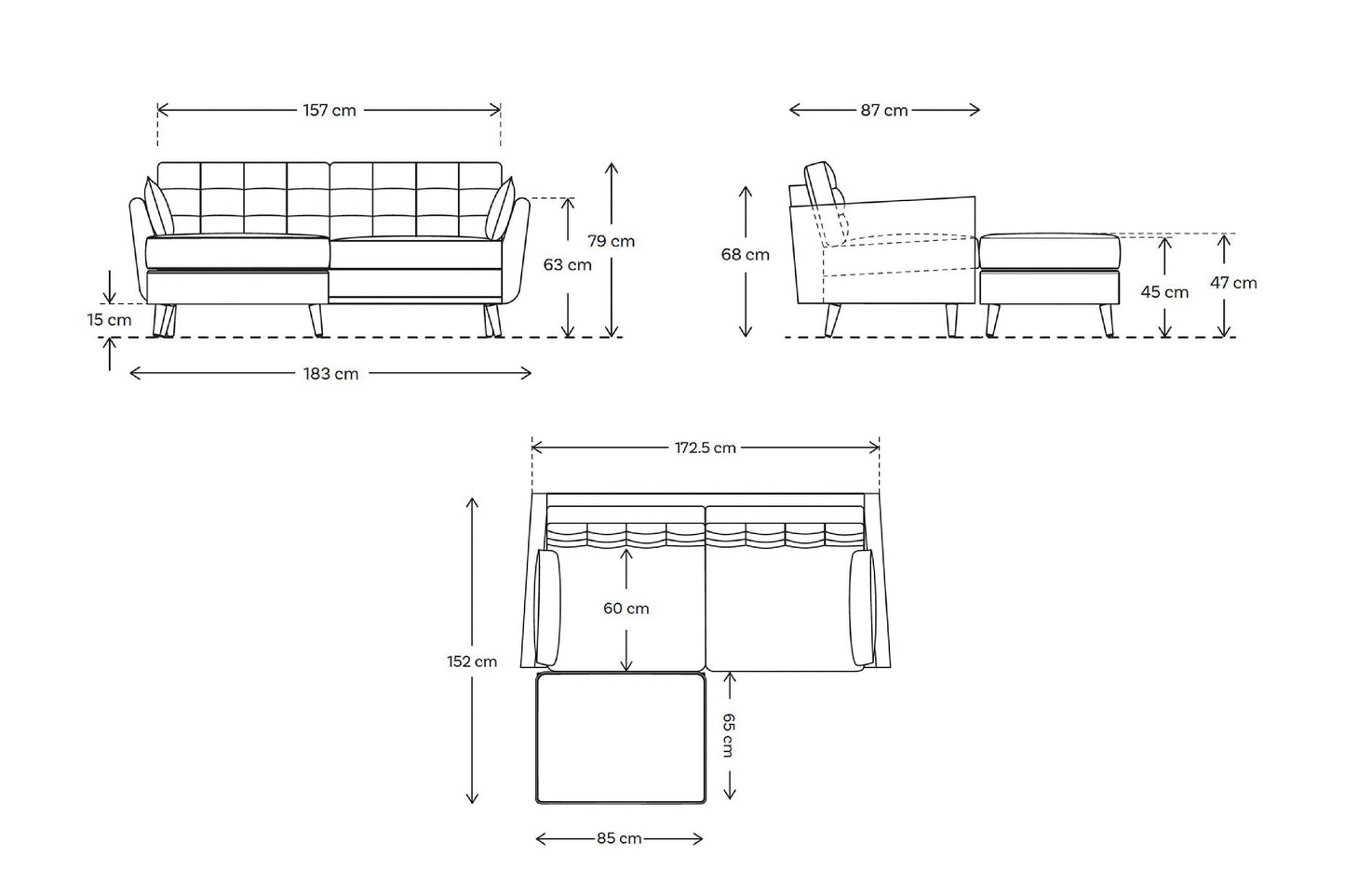 Model 10 2-Seater Left Chaise Sofa