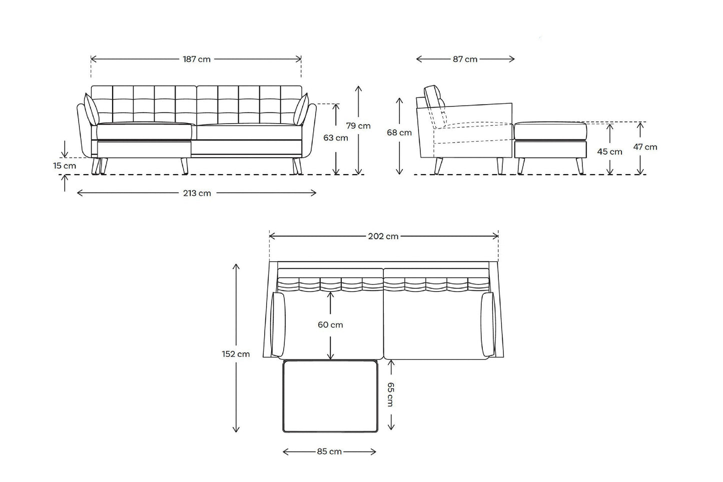 Model 10 3-Seater Left Chaise Sofa