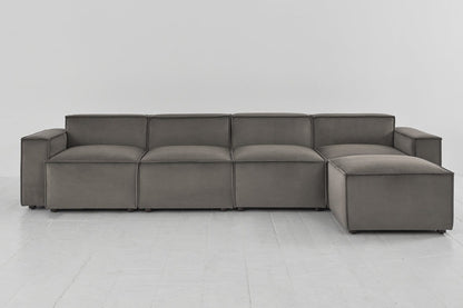 Elephant image 1 - Model 03 4 Seater Right Chaise in Elephant Velvet Front View