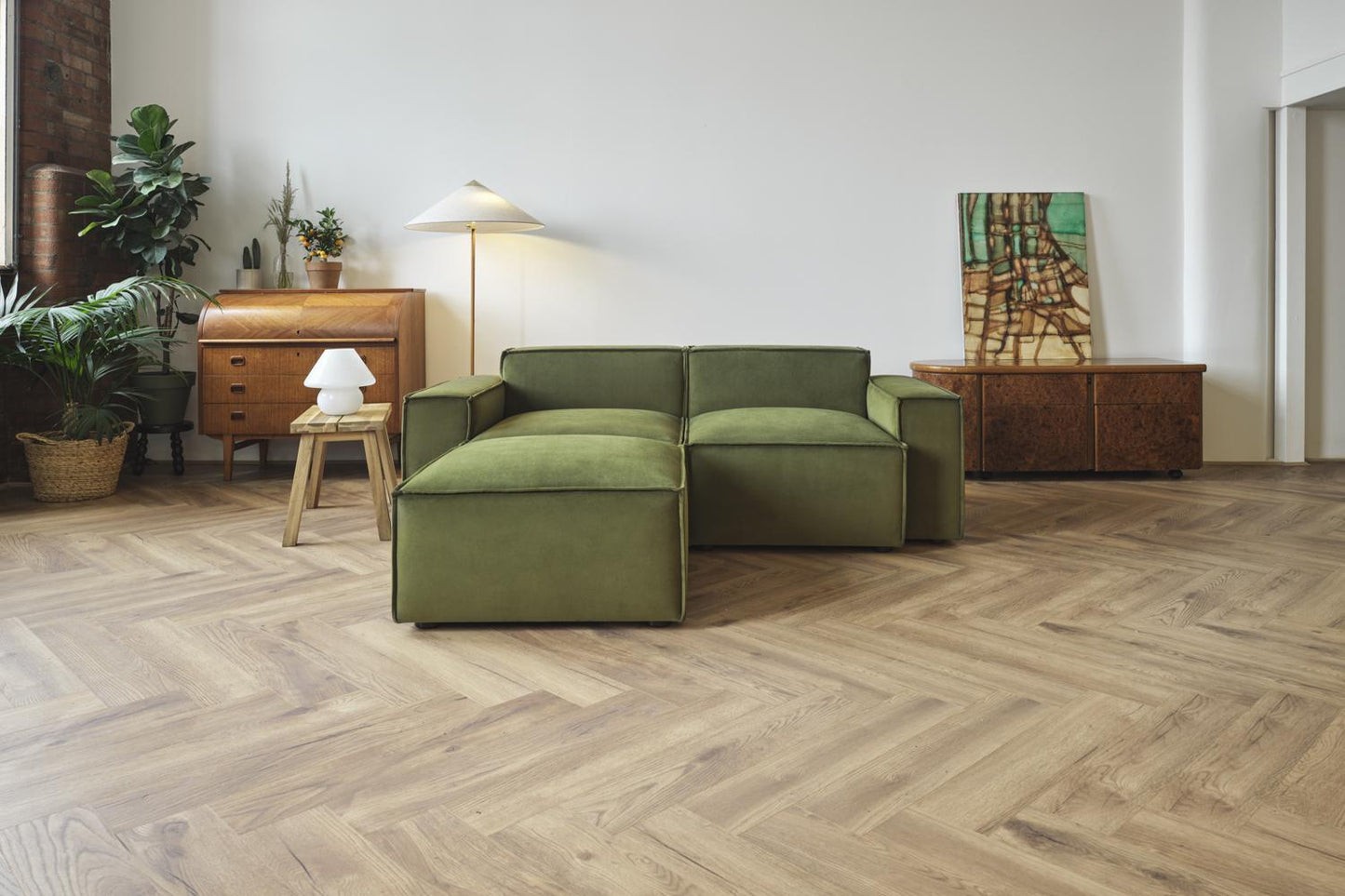 Zweisitzer-Sofa Model 03 mit Chaiselongue links