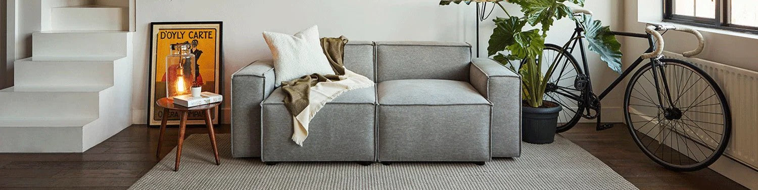 2 Seater Grey Modular Sofa.