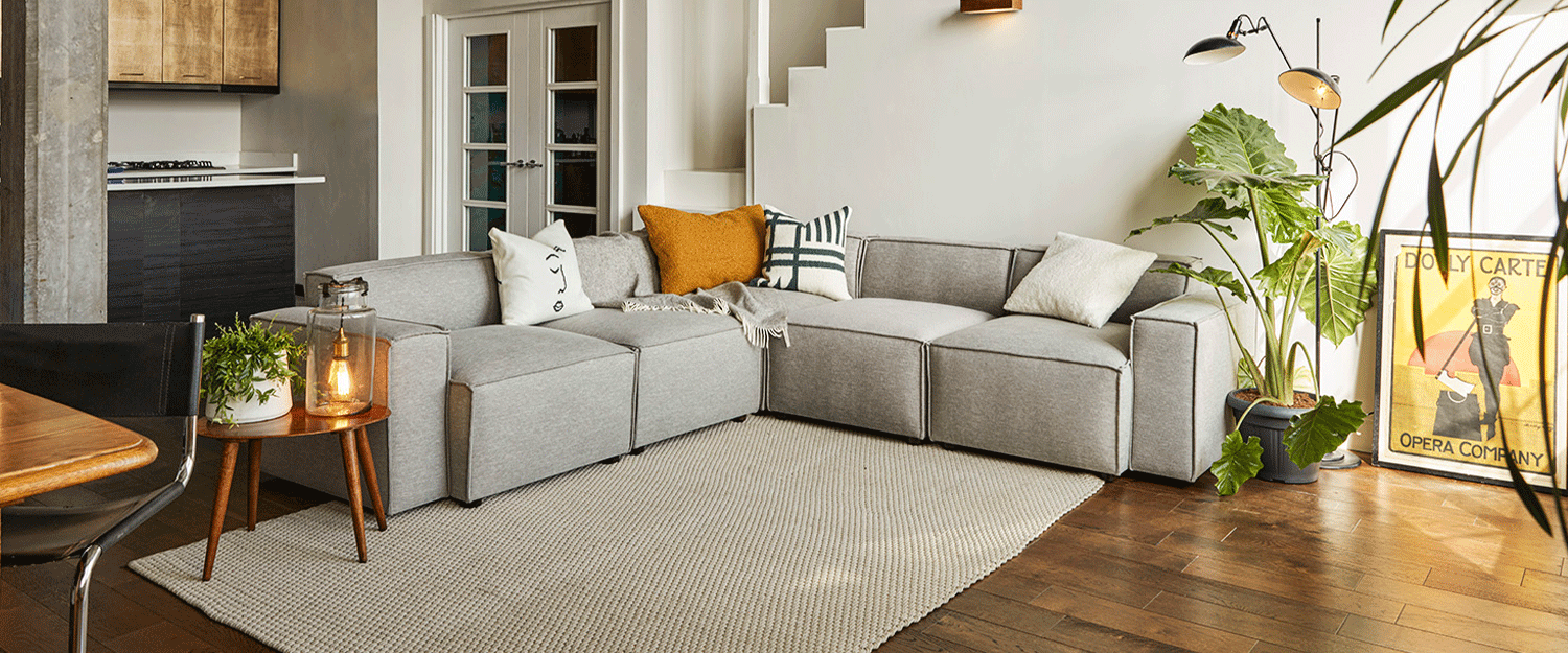 Grey fabric Modular Corner Sofa