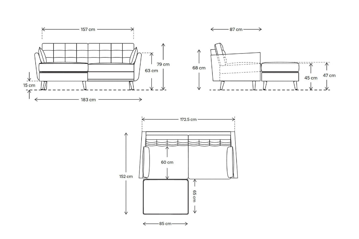 Model 10 2-Seater Left Chaise Sofa