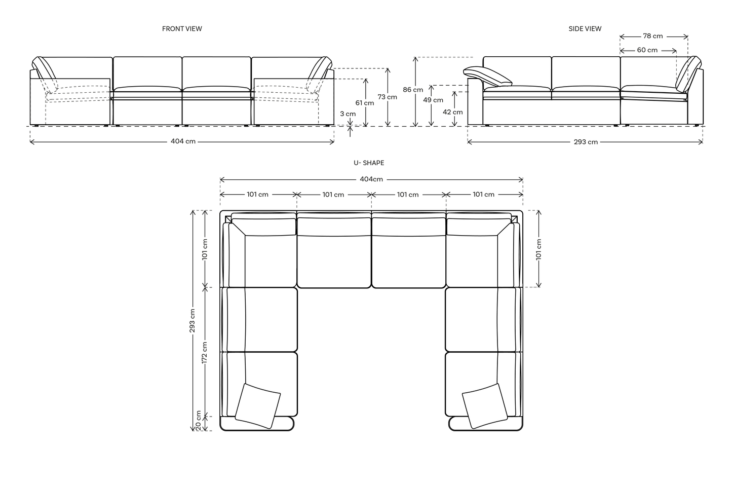 Model 13 U Shaped Sofa with Ottoman