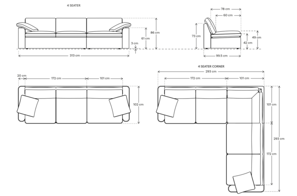 Model 13 4 Seater Right Chaise