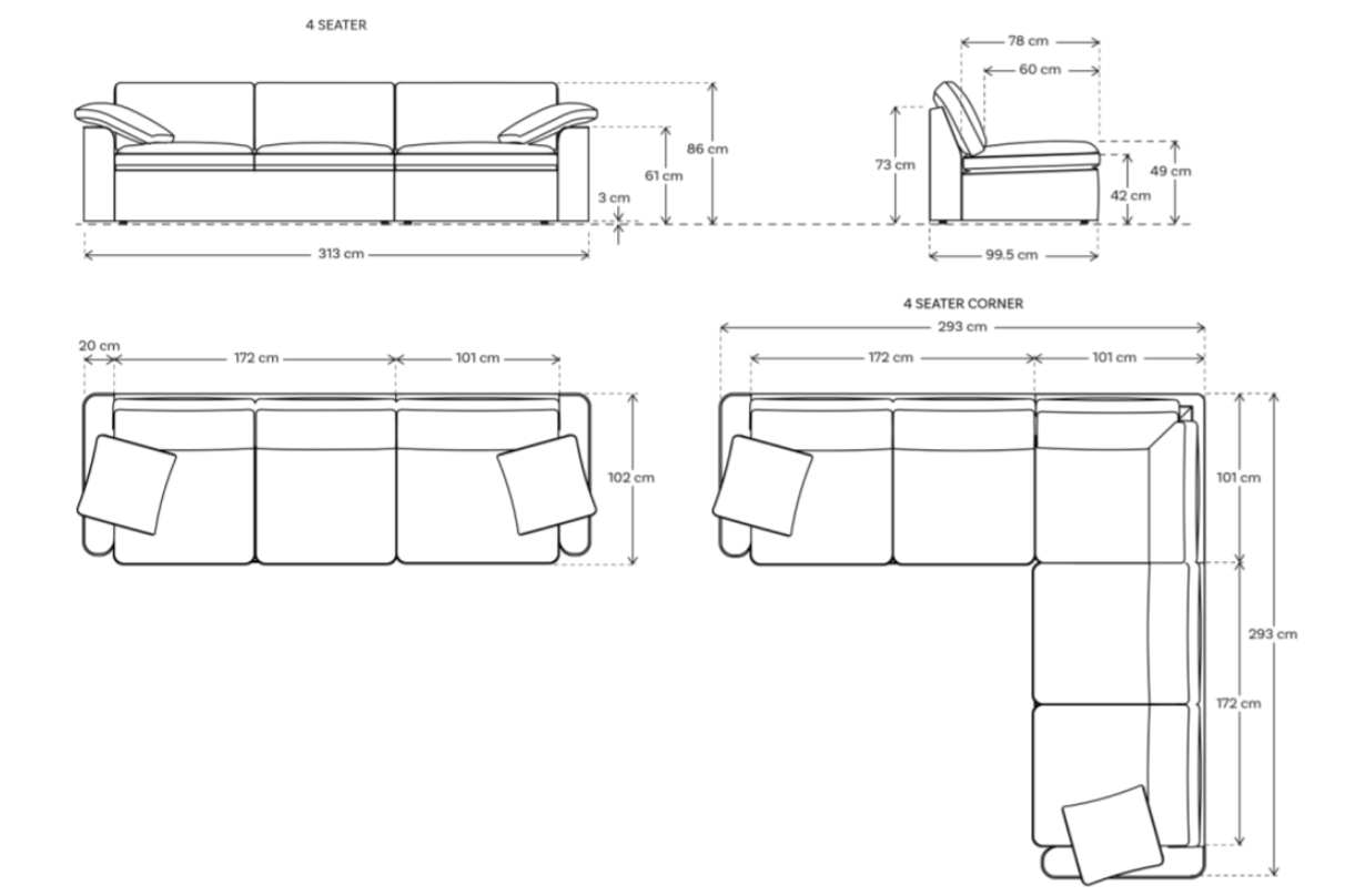 Model 13 4 Seater Right Chaise