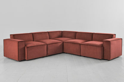 Brick image 1 - Model 03 Corner Sofa in Brick Velvet Front View