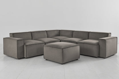 Elephant image 1 - Model 03 Corner Sofa with Ottoman in Elephant Velvet Front View