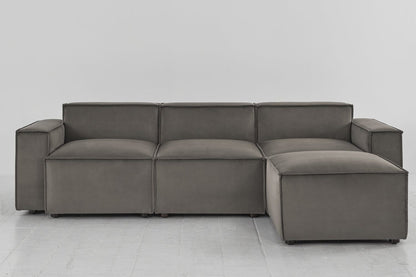 Elephant image 1 - Model 03 3 Seater Right Chaise in Elephant Velvet Front View