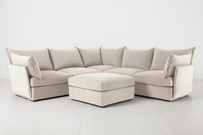 Bone Image 1 - Model 06 Corner Sofa with Ottoman Front View